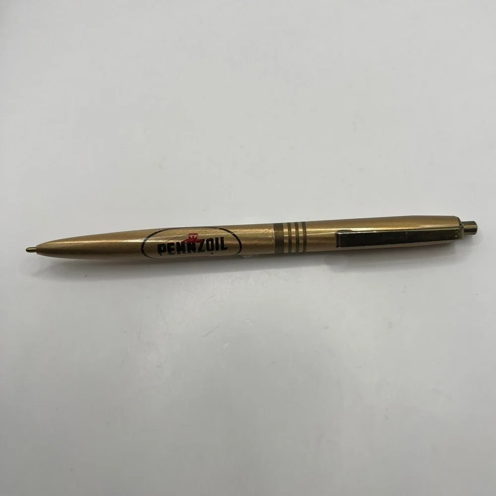 Vintage Pennzoil‎ Ink Pen Petroliana Gold Tone Writing Advertising